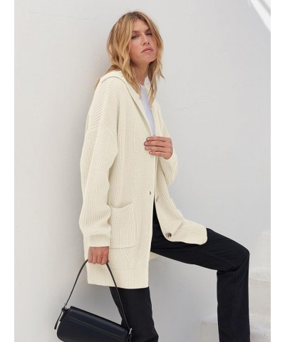 Women's Long Sleeve Button Lapel Cardigan Sweater Oversized Chunky Knit Slouchy Outerwear Beige $25.51 Sweaters