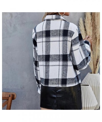 Flannel Plaid Shacket for Women Fashion Cropped Shacket Lapel Button Down Cardigan Outerwear 2023 Fall Coat Tops 02 Black $14...