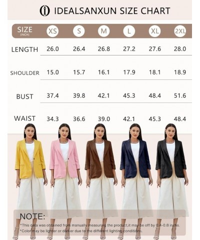 2024 Linen Blazer Women 3/4 Sleeve Lightweight Spring Summer Blazer Jackets Army $25.29 Blazers