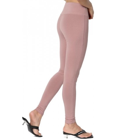 S~3X Wide Waistband Cotton Full Length Ankle Leggings for Everyday Light Rose $9.20 Leggings