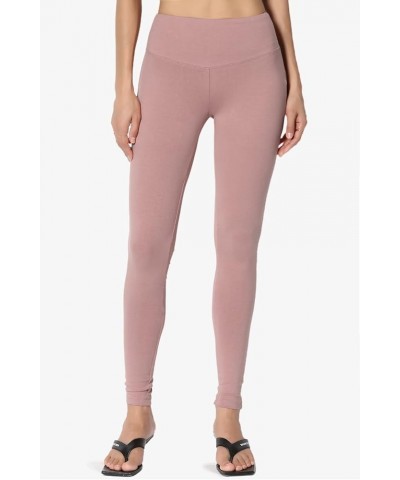 S~3X Wide Waistband Cotton Full Length Ankle Leggings for Everyday Light Rose $9.20 Leggings