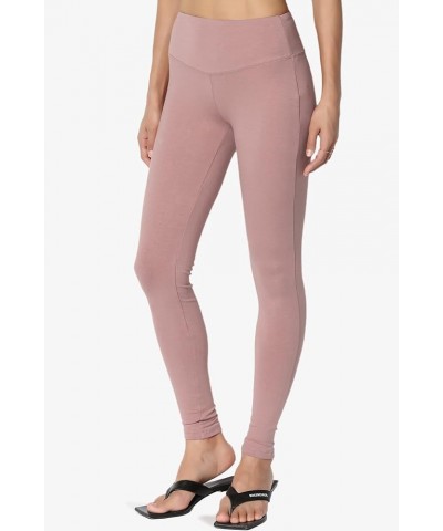 S~3X Wide Waistband Cotton Full Length Ankle Leggings for Everyday Light Rose $9.20 Leggings