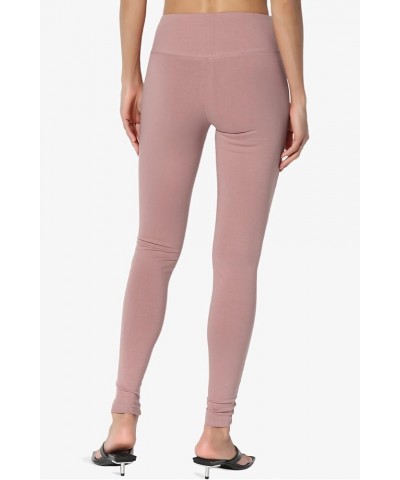 S~3X Wide Waistband Cotton Full Length Ankle Leggings for Everyday Light Rose $9.20 Leggings