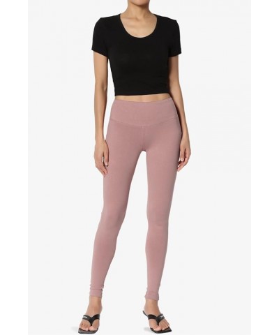 S~3X Wide Waistband Cotton Full Length Ankle Leggings for Everyday Light Rose $9.20 Leggings