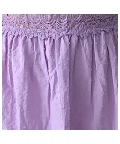 Womens V-Neck Spaghetti Strap Bowknot Backless Sleeveless Lace Crochet Mini Swing Skater Dress Short Sundress Purple $6.75 Ac...