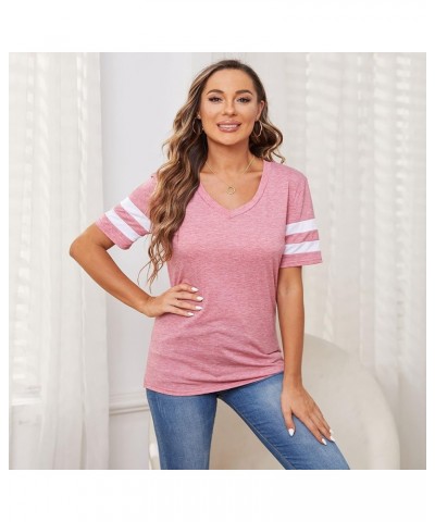 Women's T Shirts Short Sleeve Casual Tops Loose V Neck Shirts Blouse Tunic Tee Top Red3 $20.64 Blouses