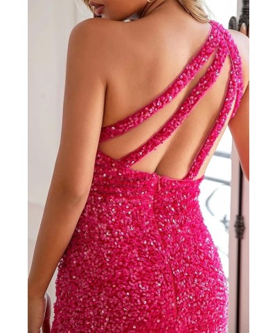 One Shoulder Sequins Prom Dresses Mermaid Long Formal Evening Dresses Ball Gowns for Women with Slit Teal $45.59 Dresses