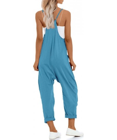 One Piece Jumpsuits for women V Neck Sleeveless Loose Fit overalls Spaghetti Strap Harem Long Pants with Pockets Blue $14.35 ...