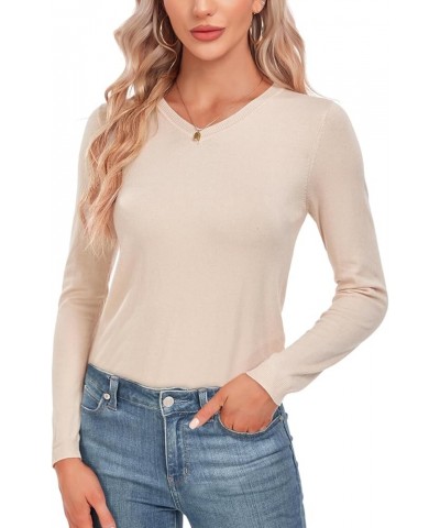 Women Summer Knit Shirt Blouse V Neck Short Sleeve Pullover Sweater Tops 439apricot $12.30 Sweaters