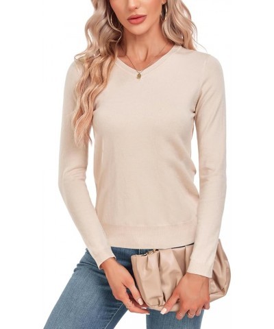 Women Summer Knit Shirt Blouse V Neck Short Sleeve Pullover Sweater Tops 439apricot $12.30 Sweaters