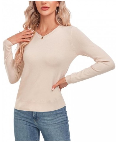 Women Summer Knit Shirt Blouse V Neck Short Sleeve Pullover Sweater Tops 439apricot $12.30 Sweaters