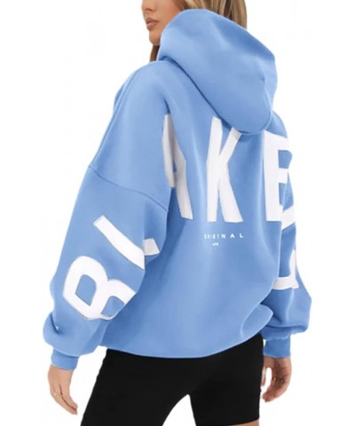 Women's Oversized Hoodies Letter Printed Hooded Sweatshirts Casual Long Sleeve Pullover with Pockets Fall Clothes Lblue $20.5...