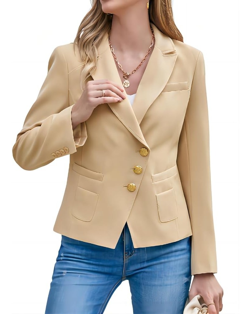 Women's Fitted Wrap Blazers Fashion Work Office Casual Blazer Jackets Khaki $15.39 Blazers