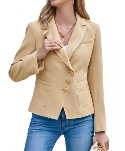 Women's Fitted Wrap Blazers Fashion Work Office Casual Blazer Jackets Khaki $15.39 Blazers