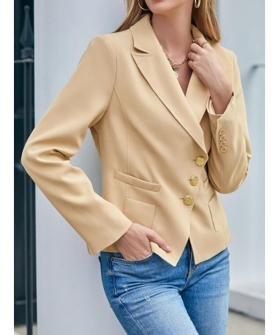 Women's Fitted Wrap Blazers Fashion Work Office Casual Blazer Jackets Khaki $15.39 Blazers