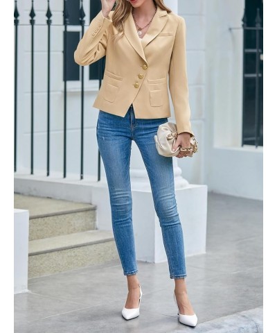 Women's Fitted Wrap Blazers Fashion Work Office Casual Blazer Jackets Khaki $15.39 Blazers