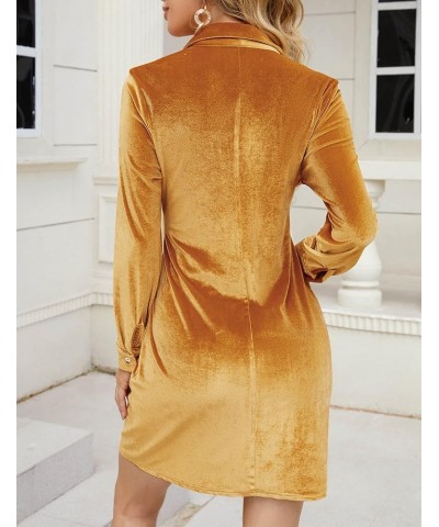 Women Velvet Dress Tie Front Button Down Ruched Elegant V Neck Bodycon Cocktail Mini Dress Gold 68 $21.15 Dresses