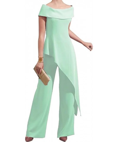 Mother of The Bride Pantsuits for Wedding Off Shoulder Chiffon Prom Cocktail Outfit Mint $32.39 Others