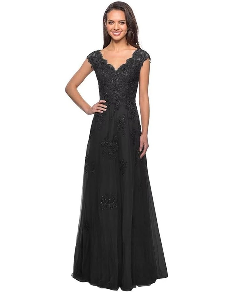 Laces Tulle Mother of Bride Dresses V-Neck Mother of The Groom Dresses Elegant Formal Evening Party Gowns Black $35.69 Dresses