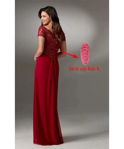 Laces Applique Chiffon Mother of The Bride Dress Long V Neck Cap Sleeve Formal Evening Dress A Line for Mom YN19 Coral $31.08...