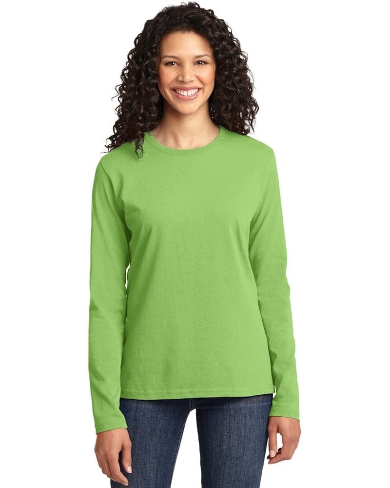 Port & Company Women's Long Sleeve 54 oz 100% Cotton T Shirt Lime $8.63 T-Shirts