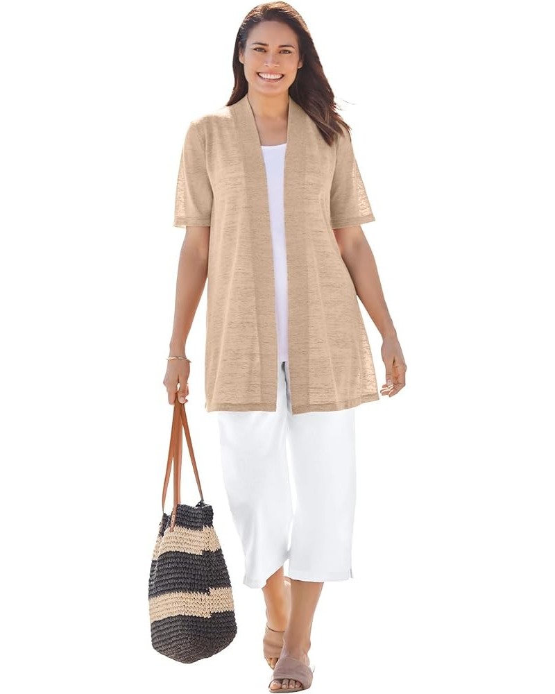 Women's Plus Size Lightweight Open Front Cardigan Sweater New Khaki $14.71 Sweaters