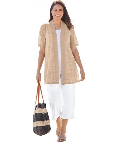 Women's Plus Size Lightweight Open Front Cardigan Sweater New Khaki $14.71 Sweaters