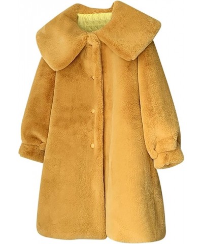 Womens Winter Faux Fur Open Front Cardigan Maxi-Length Soft Fuzzy Lapel Overcoat Warm Heavyweight Outerwear 03 yellow $20.25 ...