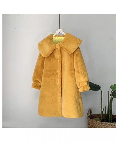 Womens Winter Faux Fur Open Front Cardigan Maxi-Length Soft Fuzzy Lapel Overcoat Warm Heavyweight Outerwear 03 yellow $20.25 ...