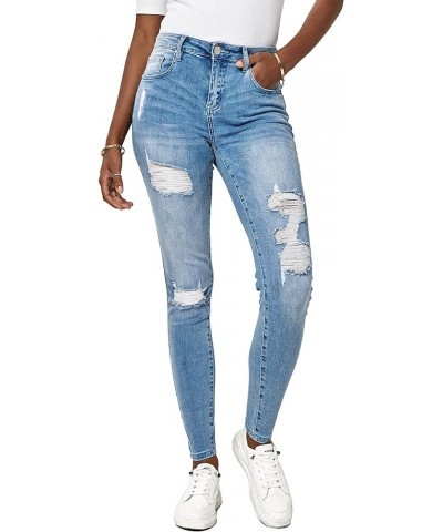 Women's Ripped Boyfriend Jeans Stretch Skinny Jean Trendy Distressed Straight Leg Jeans with Holes R2004 $21.00 Jeans