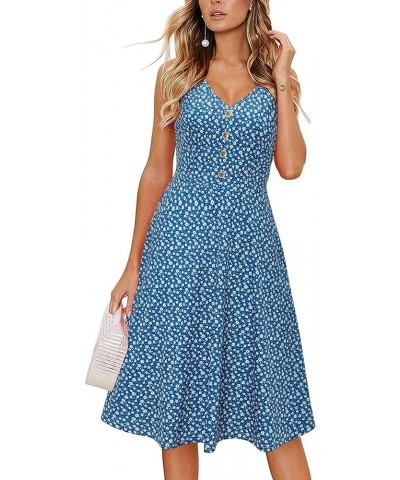 Women's 2024 Sundresses Casual Summer Tank Dress V Neck Sleeveless Button Down Midi Floral Beach Dress with Pockets Floral R ...