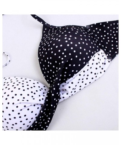 Bikini Sets for Women,Two Piece Vintage Swimsuit Retro Halter Ruched Print High Waist Bikini with Bottom 5-black $3.77 Swimsuits