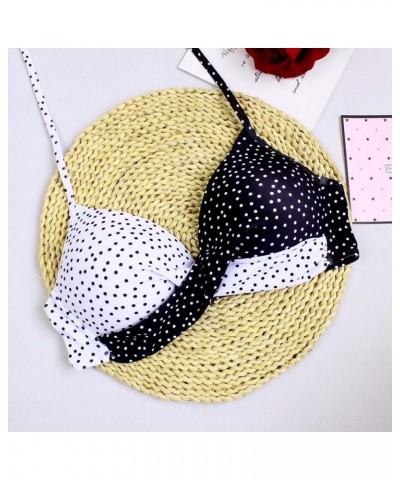 Bikini Sets for Women,Two Piece Vintage Swimsuit Retro Halter Ruched Print High Waist Bikini with Bottom 5-black $3.77 Swimsuits