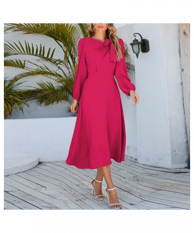 Linen Dress for Women 2023 Long Sleeve Casual Button Down Loose Fitted Maxi Dress with Pockets D-hot Pink $10.75 Dresses