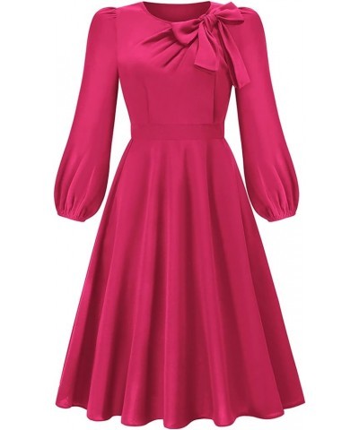 Linen Dress for Women 2023 Long Sleeve Casual Button Down Loose Fitted Maxi Dress with Pockets D-hot Pink $10.75 Dresses