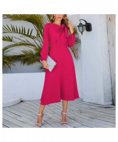 Linen Dress for Women 2023 Long Sleeve Casual Button Down Loose Fitted Maxi Dress with Pockets D-hot Pink $10.75 Dresses