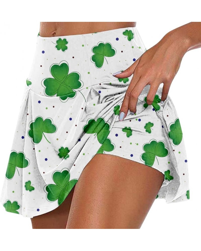 Shorts for Women St. Patrick's Day Printed Casual Athletic Running Yoga Tennis Golf Skort Gym Shorts Pleated Skirt 01-white $...