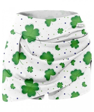 Shorts for Women St. Patrick's Day Printed Casual Athletic Running Yoga Tennis Golf Skort Gym Shorts Pleated Skirt 01-white $...