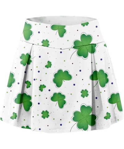 Shorts for Women St. Patrick's Day Printed Casual Athletic Running Yoga Tennis Golf Skort Gym Shorts Pleated Skirt 01-white $...