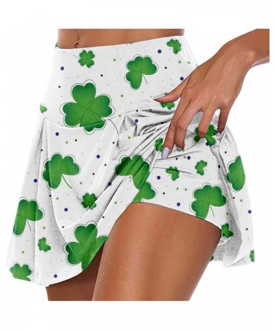 Shorts for Women St. Patrick's Day Printed Casual Athletic Running Yoga Tennis Golf Skort Gym Shorts Pleated Skirt 01-white $...