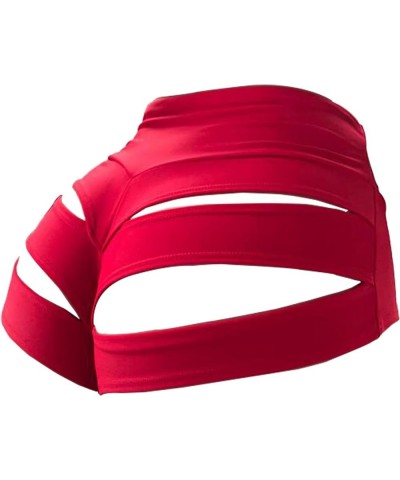 Women Retro Solid Silk High Waisted Scrunch Butt Lifting Booty Shorts Hot Pants Style9-red $11.59 Activewear