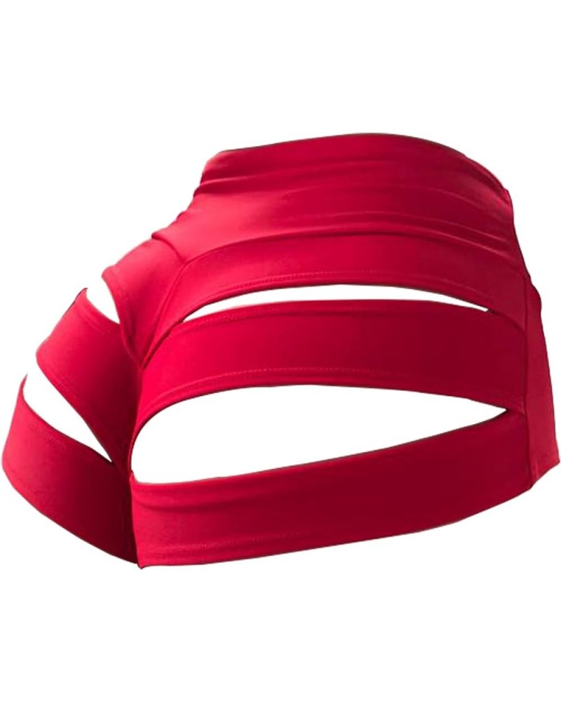 Women Retro Solid Silk High Waisted Scrunch Butt Lifting Booty Shorts Hot Pants Style9-red $11.59 Activewear