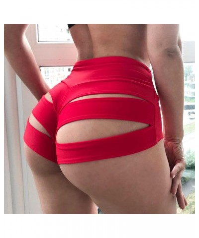 Women Retro Solid Silk High Waisted Scrunch Butt Lifting Booty Shorts Hot Pants Style9-red $11.59 Activewear