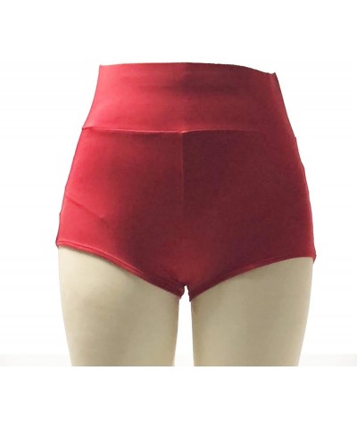 Women Retro Solid Silk High Waisted Scrunch Butt Lifting Booty Shorts Hot Pants Style9-red $11.59 Activewear