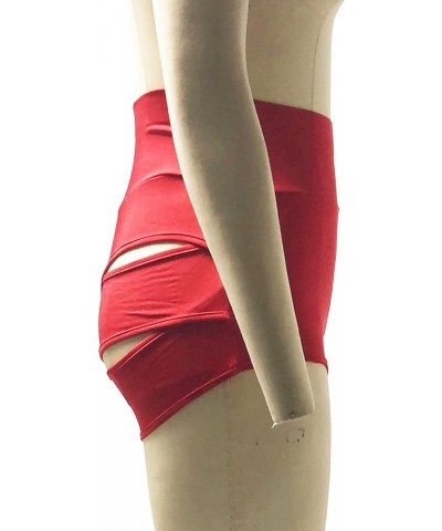 Women Retro Solid Silk High Waisted Scrunch Butt Lifting Booty Shorts Hot Pants Style9-red $11.59 Activewear