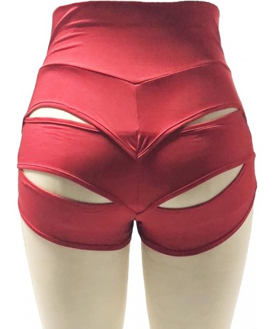 Women Retro Solid Silk High Waisted Scrunch Butt Lifting Booty Shorts Hot Pants Style9-red $11.59 Activewear