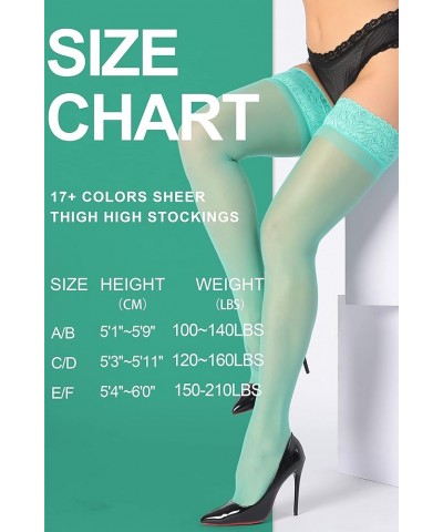 Silky Thigh High Stockings, with 17+ Colors Sheer Silicone Lace Top Pantyhose for Women, 1-3 Pair Light Green 1 Pair $10.39 S...