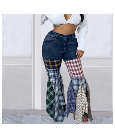 Bell Bottom Jeans for Women Flare Jeans High Waist Bootcut Plus Size Ripped Hole Jeans Denim Leggings Pants X Dblue $21.44 Jeans