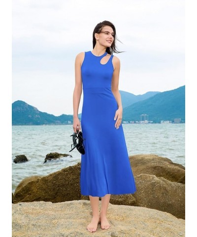 Womens Dresses Summer Causal Flowy Long Sun Dress Royal Blue $18.86 Dresses