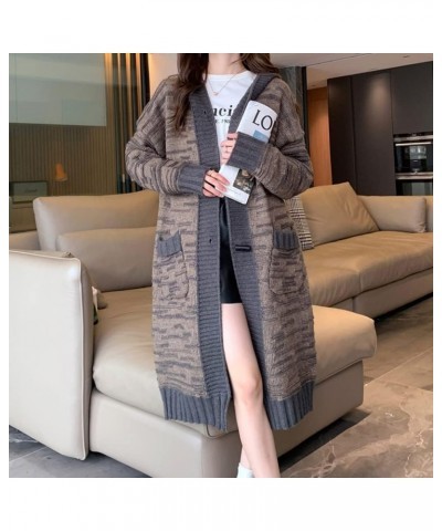 Women's Cardigan Women's Hooded Long Knee Coat Women's Autumn and Winter Knitwear Women's Loose Coat Black $34.12 Sweaters